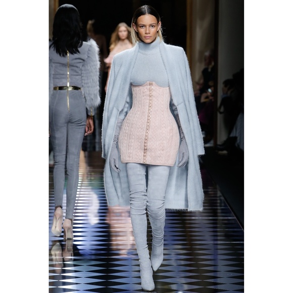 BALMAIN Fall 2016 Runway Boned Hook & Eye Skirt